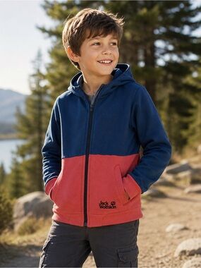 Jack Wolfskin Kids Fleece Hoodie Jacket Blue Pink Youth Small 140/146 9-10